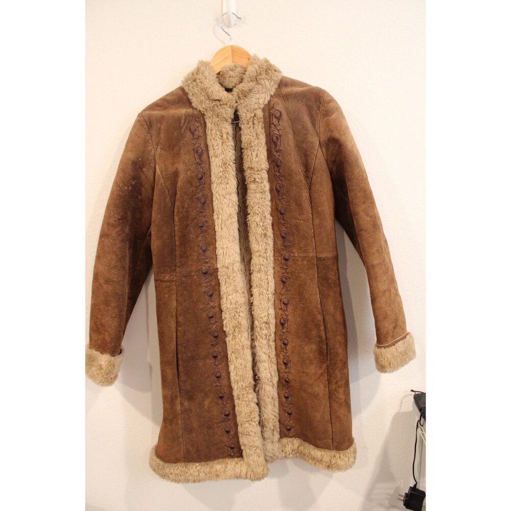 Vintage Guess leather Penny Lane style jacket size small with faux fur lining - Picture 2 of 12